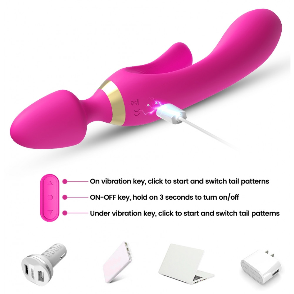 Вибратор - Вибромассажер Boss Series - Magic Wand USB Pink 9 Function, BS5200027 9