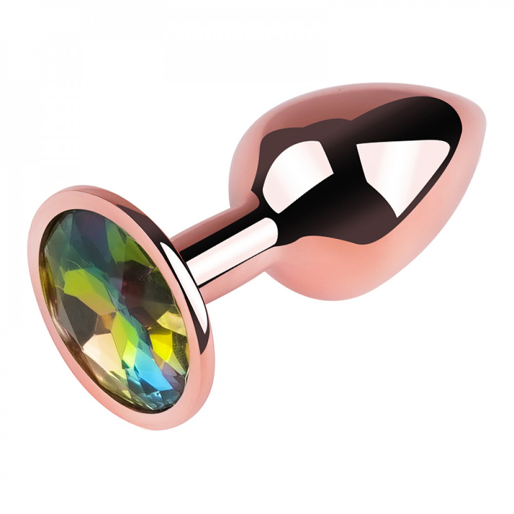 - Анальна пробка з кристалом EGZO - Rose Gold Round Plug Rainbow size M 2
