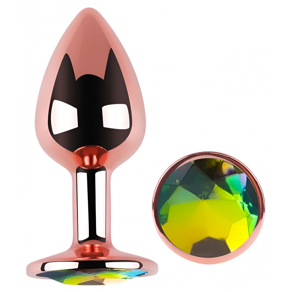 - Анальна пробка з кристалом EGZO - Rose Gold Round Plug Rainbow size M 1