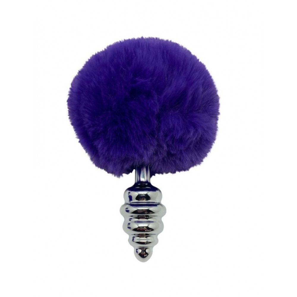 Анальные игрушки без вибрации - Анальная рельефная пробка Alive Anal Pleasure с темно-фиолетовым хвостом, L 1