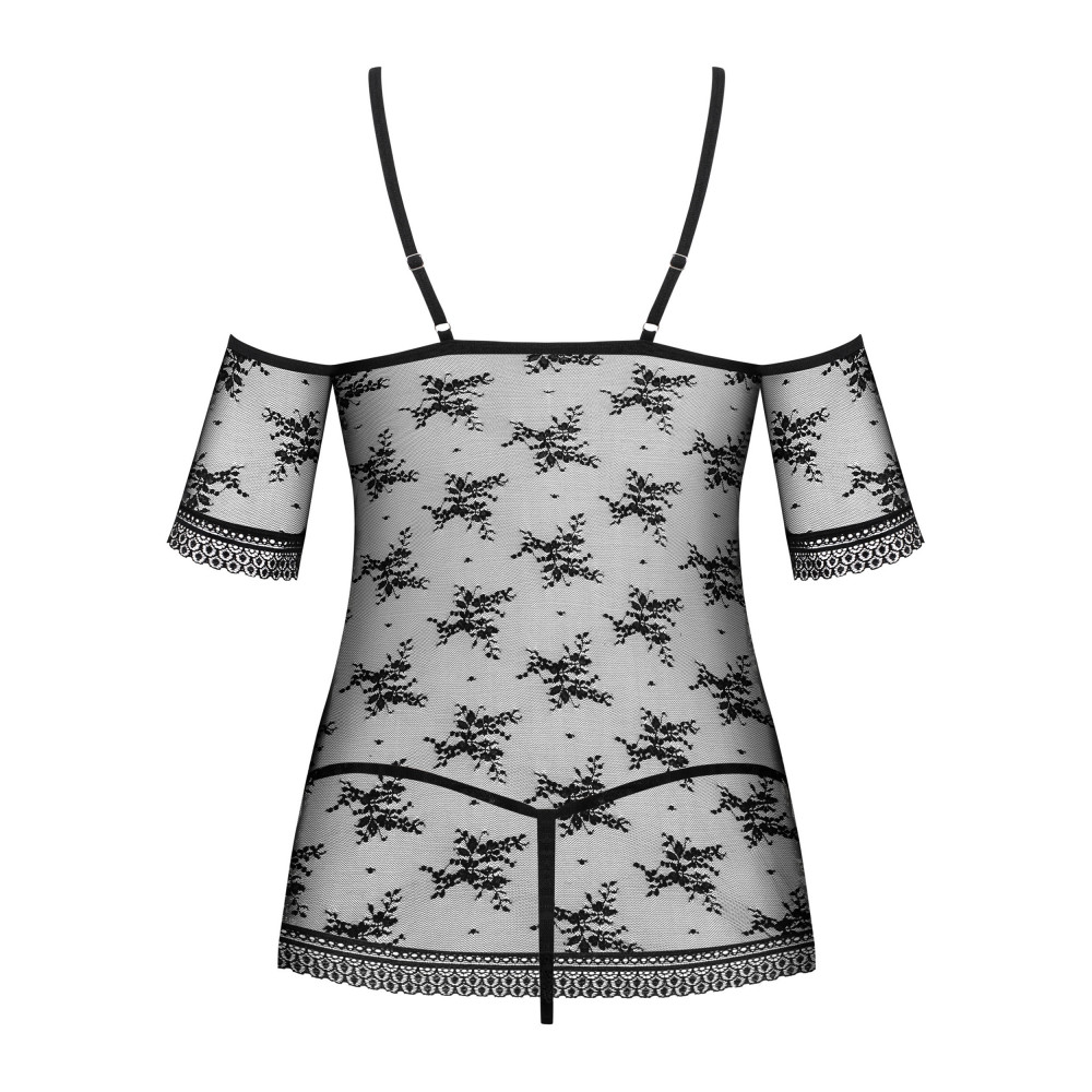 Разное - Бебидолл с цветочным узором, стринги в комплекте Obsessive Jennifairy черный, S/M 5