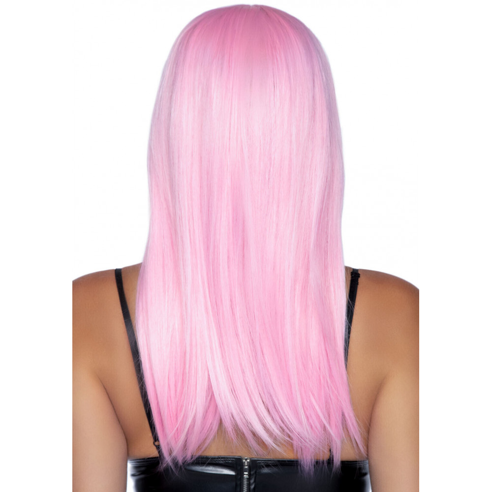 Эротическое белье - Длинный парик с челкой Leg Avenue, розовый 60см. 2