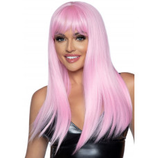 Длинный парик с челкой Leg Avenue, розовый 60см.