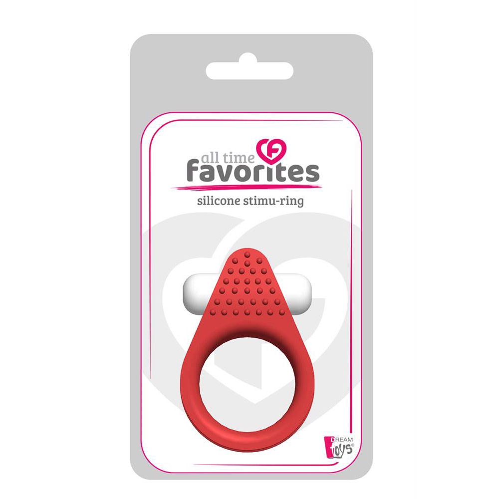 Эрекционные кольца с вибрацией - Эрекционное кольцо Dream Toys All Time Favorites с рельефным выступом, красное