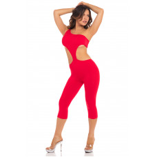 Комбинезон ONE SHOULDER CROPPED CATSUIT RED, S/M