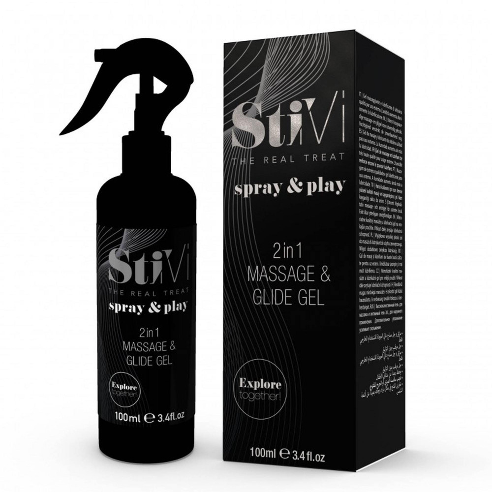 Разное - Лубрикант и массажный гель HOT StiVi Spray&Play 2в1, 100 мл
