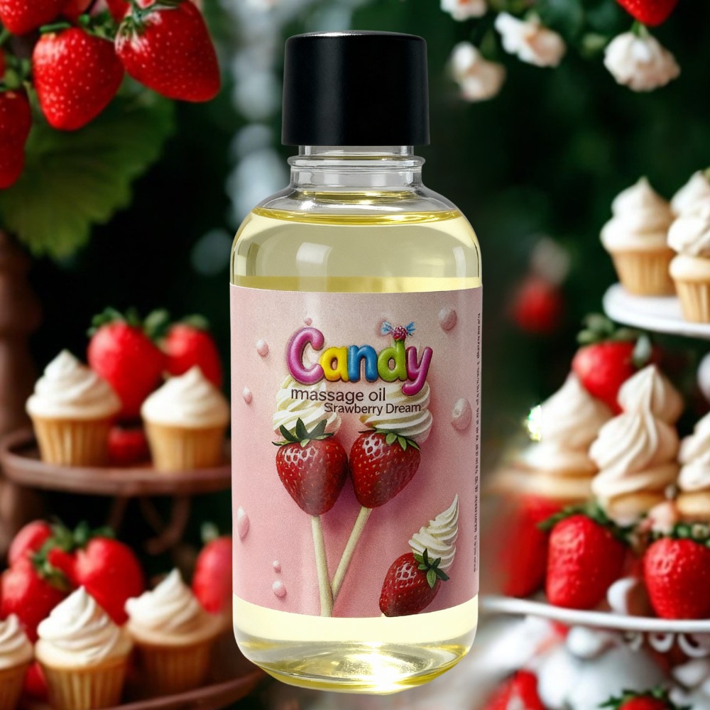 Разное - Масло массажное Candy с ароматом Клубника со сливками, 50 мл 1