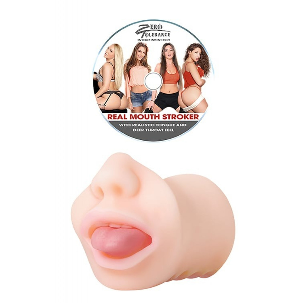 Мастурбаторы без вибрации - Мастурбатор рот Zero Tolerance с языком, 16.5 см 1