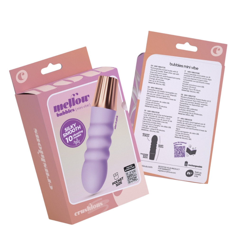 Классический вибратор - Мини-вибратор CRUSHIOUS Mellow Bubbles, лавандовый, 11 х 2,8 см 1