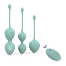 Набор вагинальных виброшариков Every Night Toys Audrey, 3 шт, с дистанционным пультом, бирюзовый