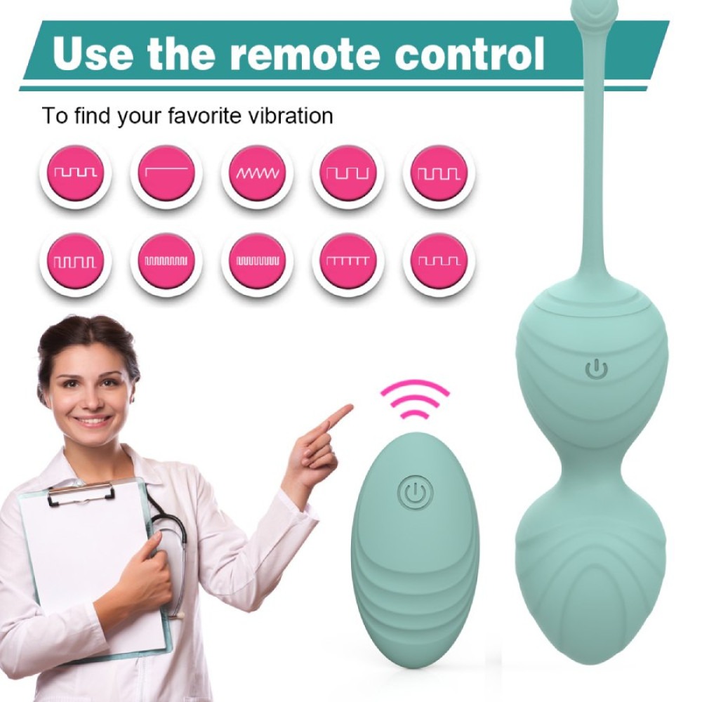 Вагинальные шарики и тренажеры - Набор вагинальных виброшариков Every Night Toys Audrey, 3 шт, с дистанционным пультом, бирюзовый 8