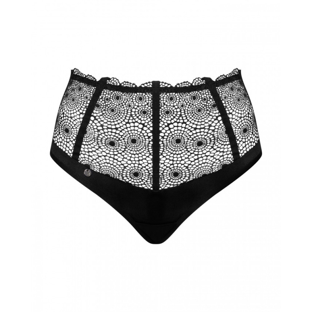 Эротическое белье - Сексуальные стринги на высокой талии Obsessive Sharlotte panties black L/XL 1