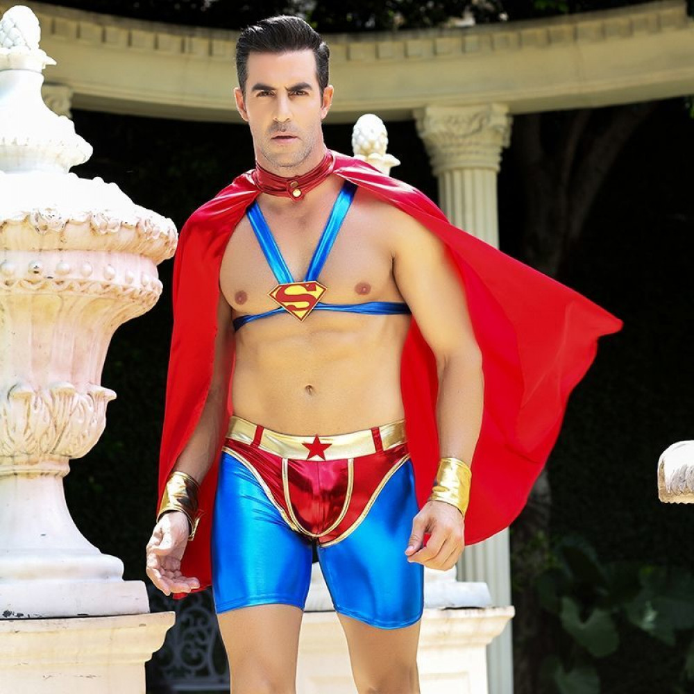 Боди, комплекты и костюмы - Мужской эротический костюм супермена 