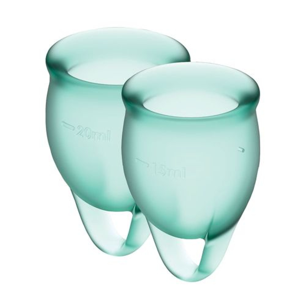 Менструальні чаші - Набір менструальних чаш Satisfyer Feel Confident (dark green), 15мл і 20мл, мішечок для зберігання