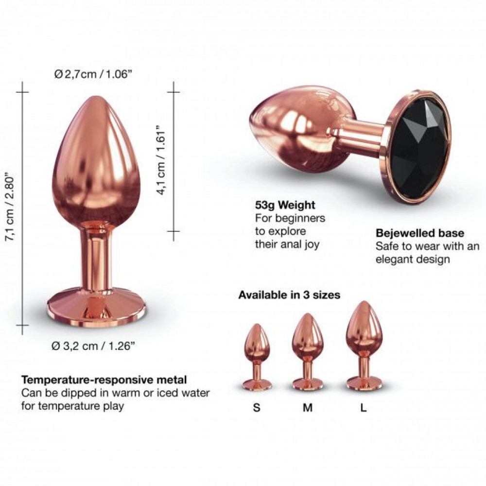 Анальная пробка - Металлическая анальная пробка с украшением в виде кристалла Dorcel - Diamond Plug Rose Gold S 4