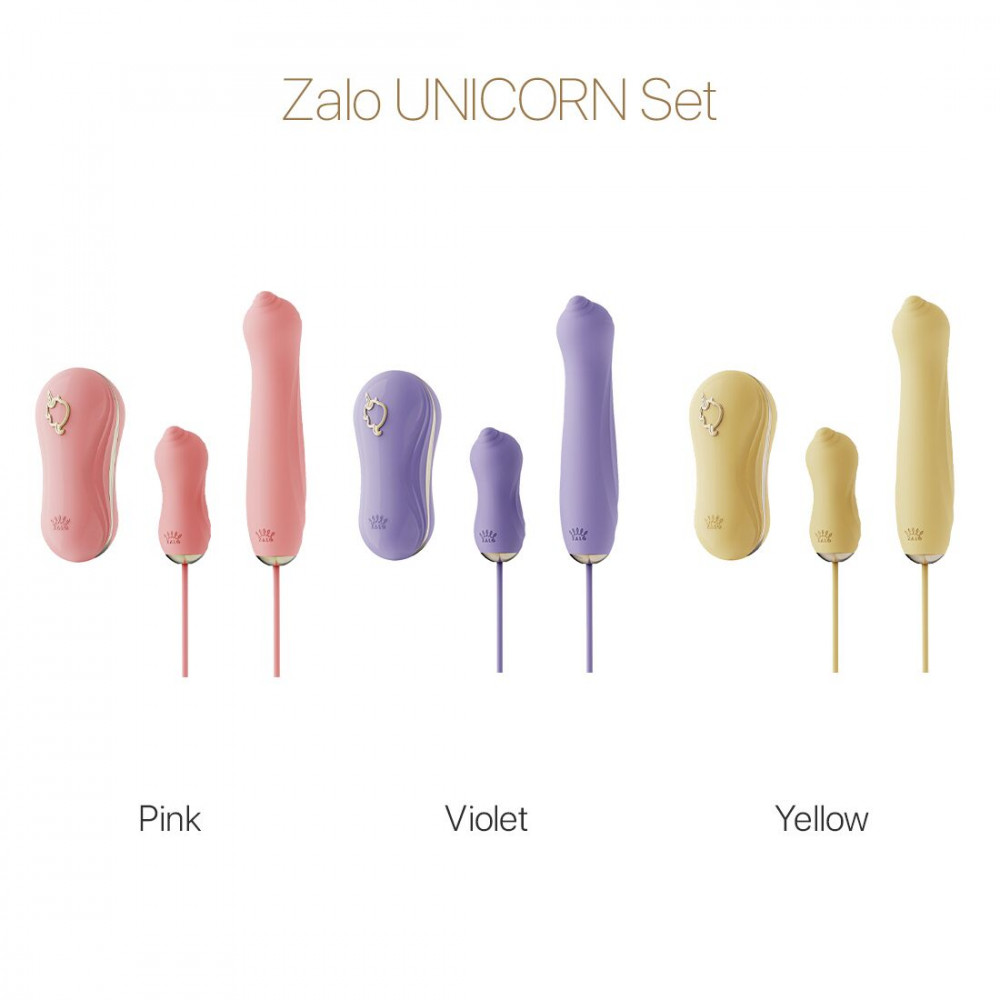 Наборы вибраторов - Набор 3в1 Zalo — UNICORN Set Pink, виброяйцо, пульсатор, вакуумный стимулятор 1