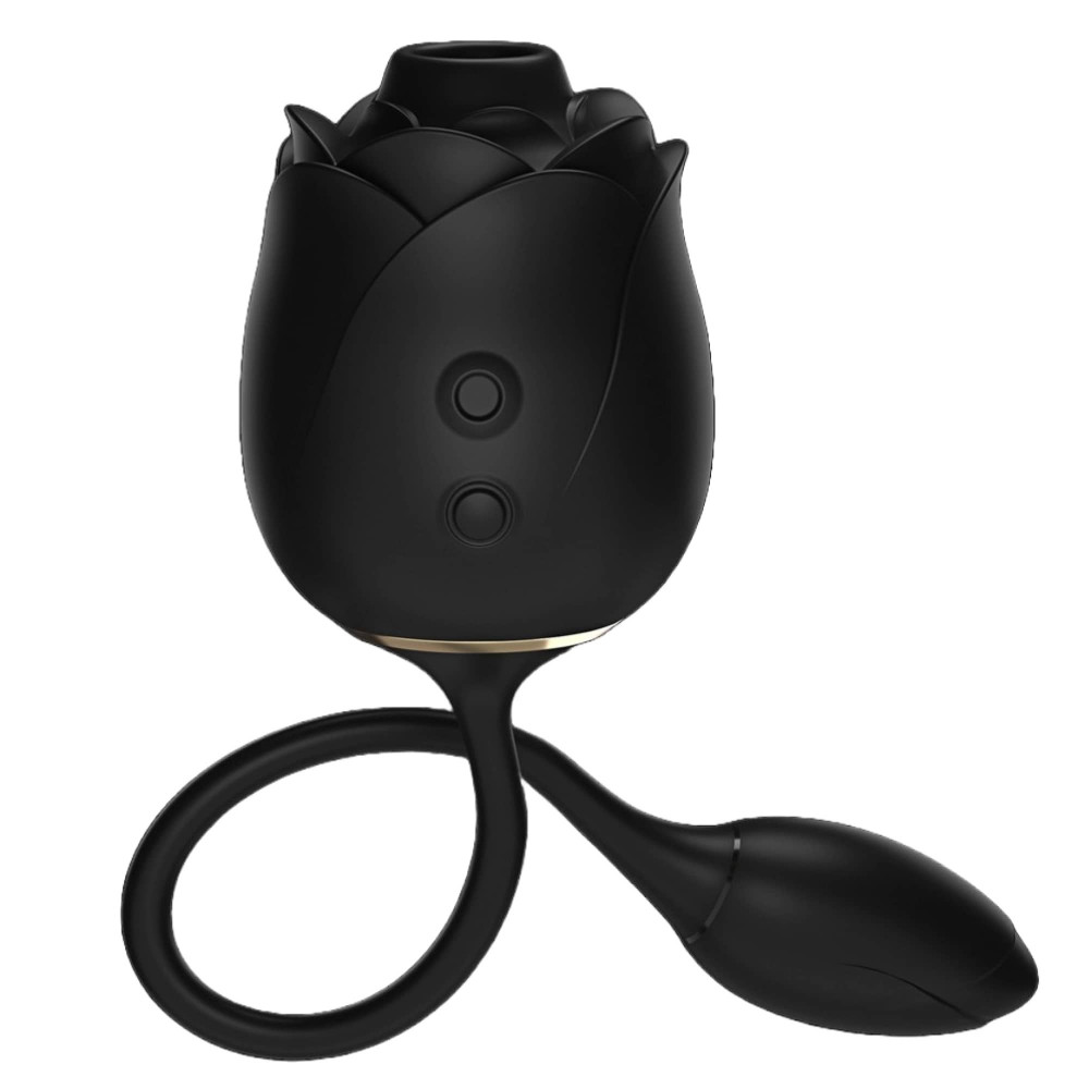 Разное - Стимулятор клитора с эффектом всасывания и вибрирующим яйцом Fifty Shades of Grey в виде розы,черный 1