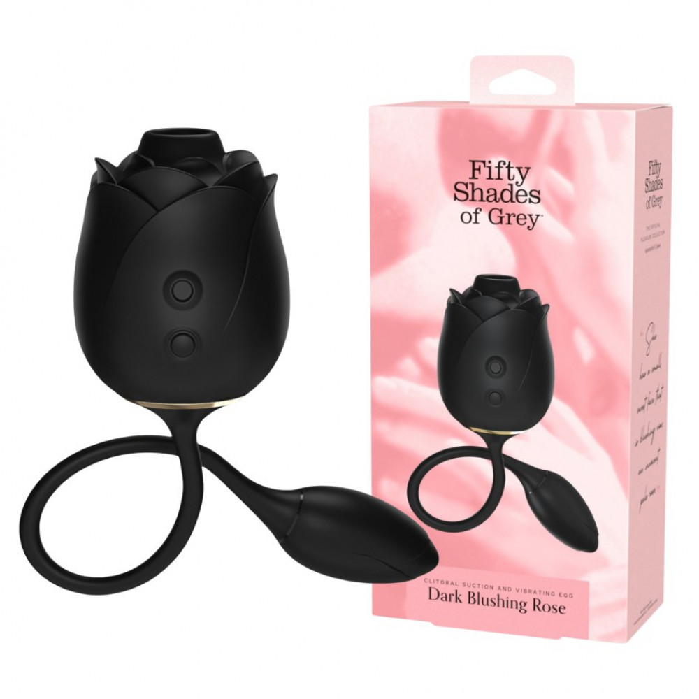 Разное - Стимулятор клитора с эффектом всасывания и вибрирующим яйцом Fifty Shades of Grey в виде розы,черный