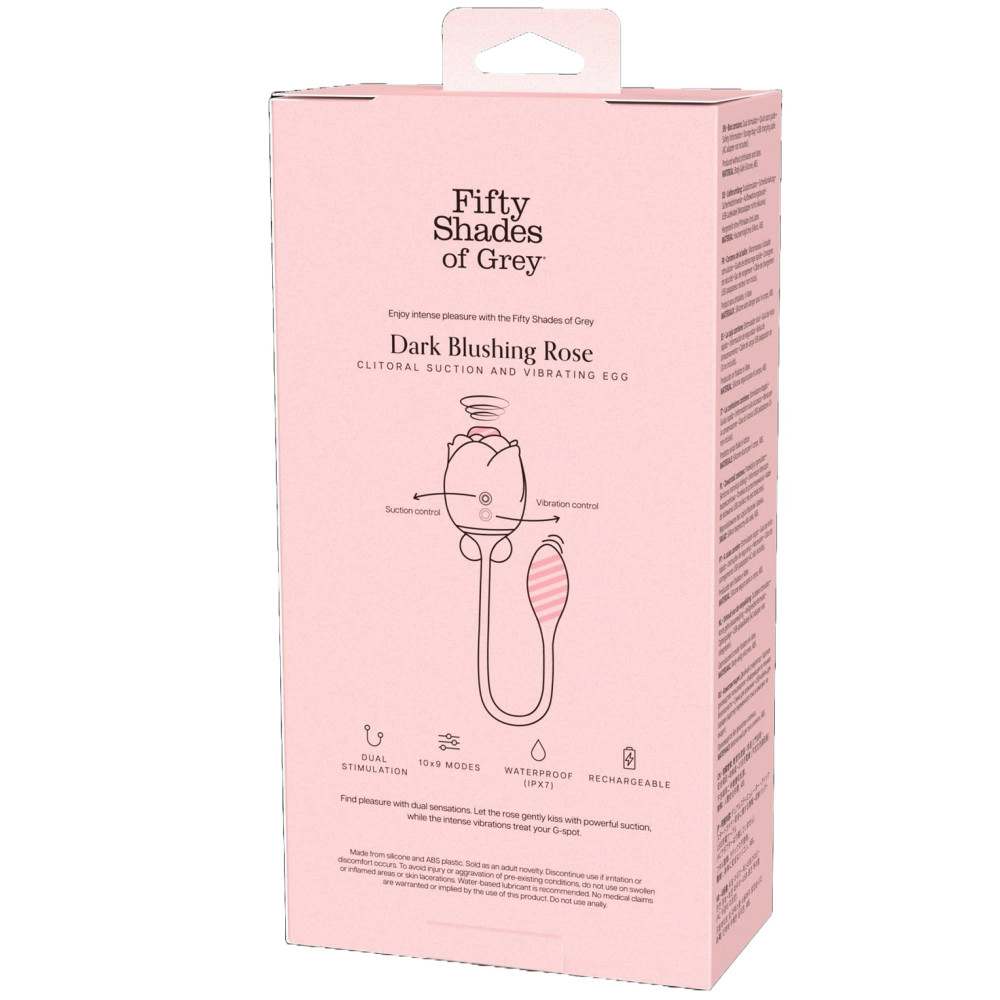 Разное - Стимулятор клитора с эффектом всасывания и вибрирующим яйцом Fifty Shades of Grey в виде розы,черный 3