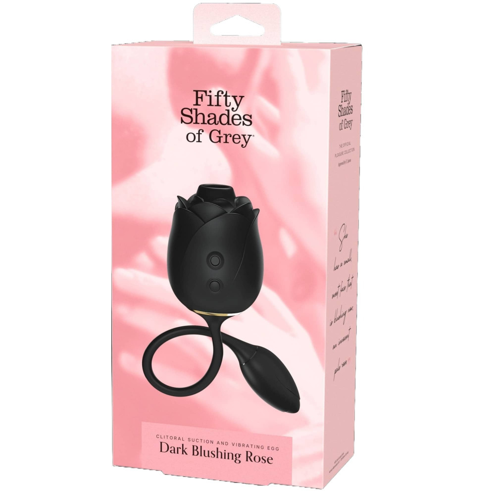 Разное - Стимулятор клитора с эффектом всасывания и вибрирующим яйцом Fifty Shades of Grey в виде розы,черный 2