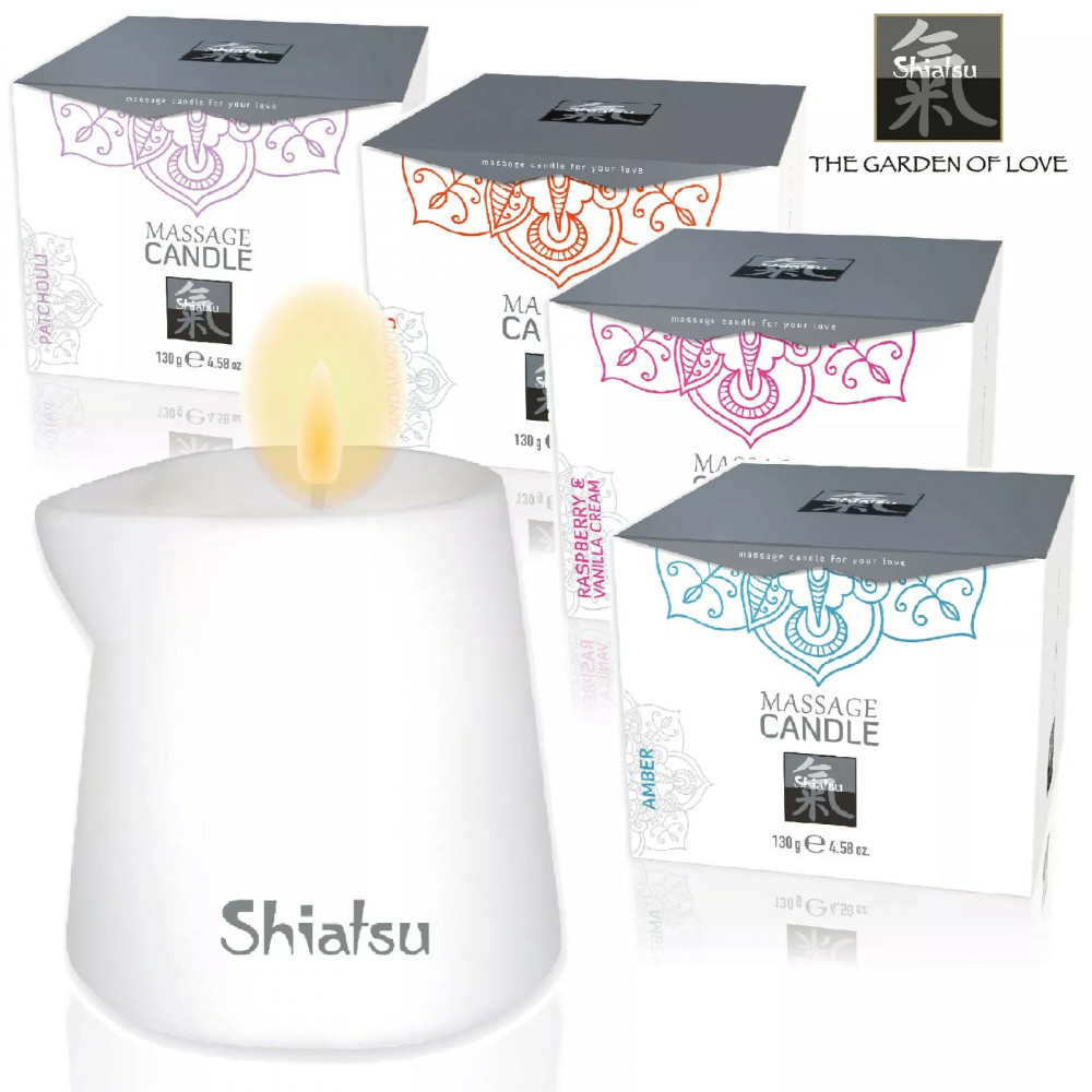 Разное - Свеча для массажа SHIATSU Малина и Ванильный Крем, 130 гр 1