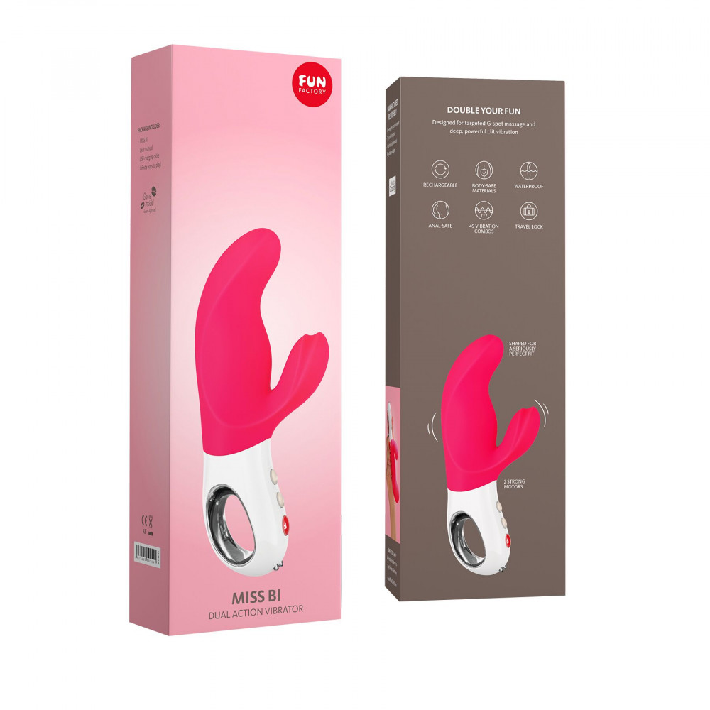 Вибратор-кролик - Вибратор-кролик Fun Factory MISS BI pink/white, 2 независимых мотора, диаметр 4,2 см 5