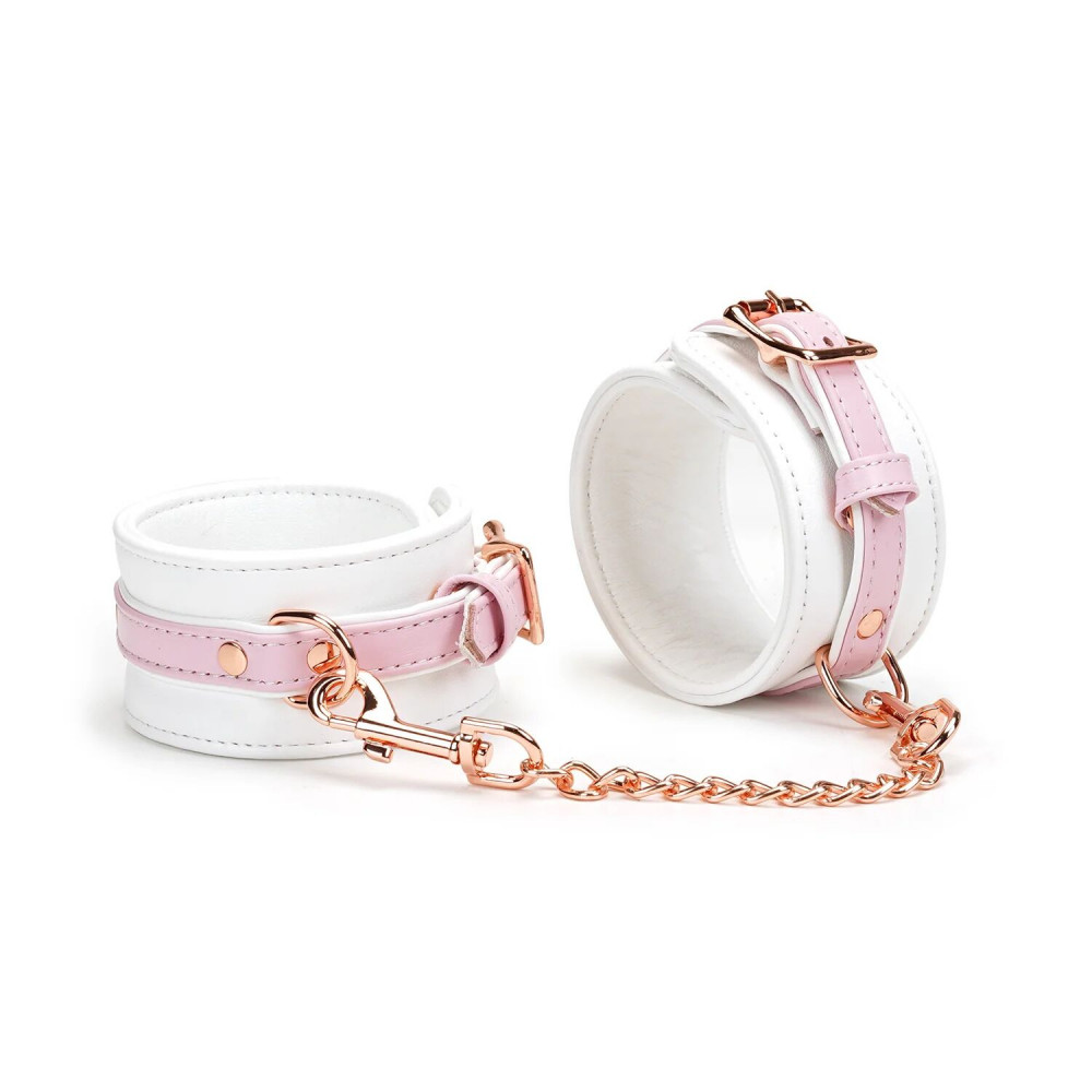 Наручники и ограничения - Поножи Liebe Seele White & Pink Fairy Leather Ankle Cuffs