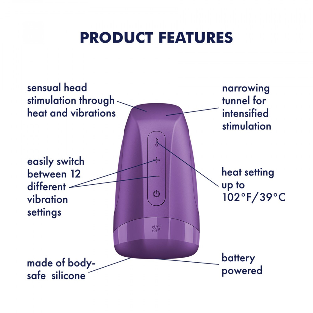 Мастурбаторы с вибрацией - Мастурбатор Satisfyer Men Heat Vibration Battery Series имитатор минета, подогрев и вибрация 5