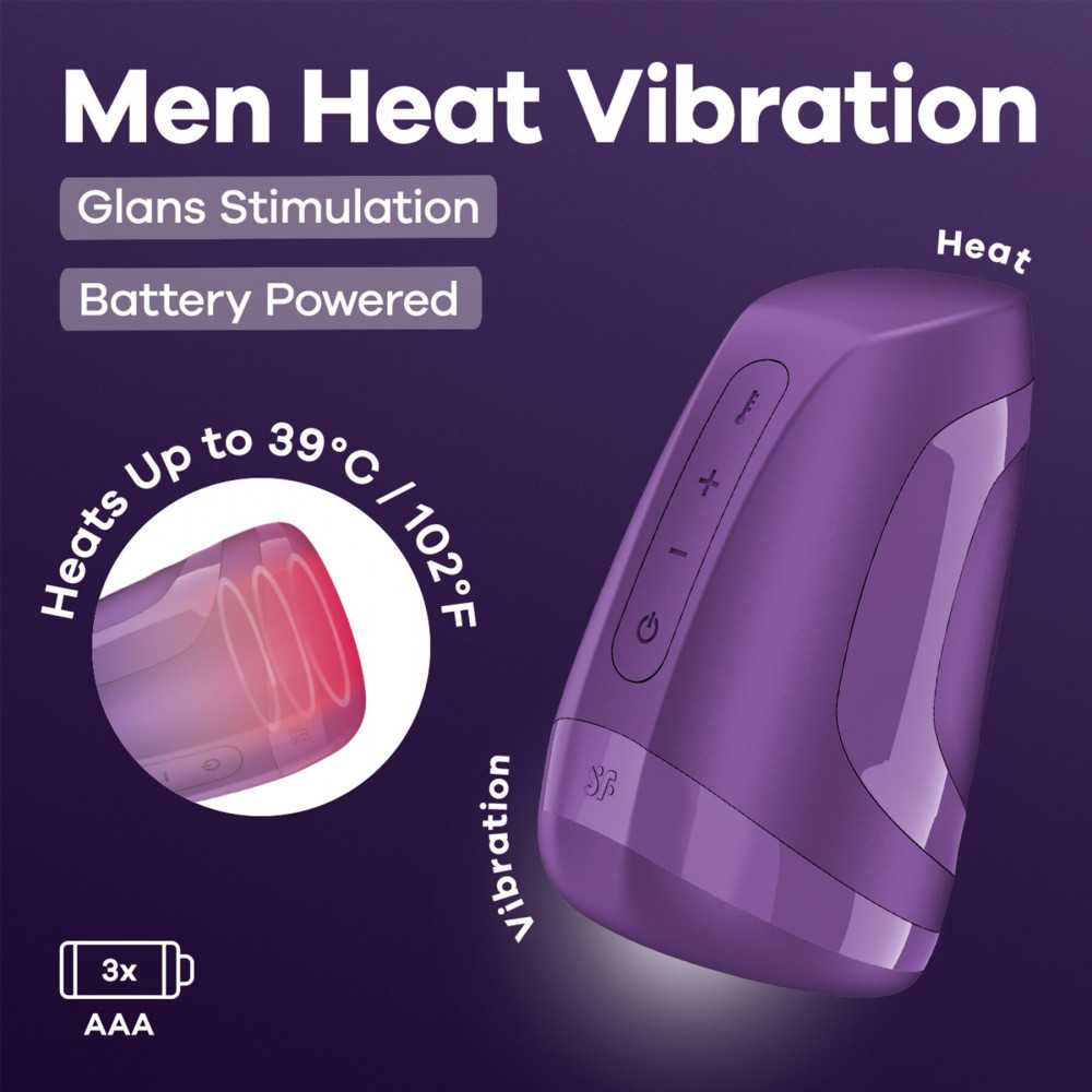 Мастурбаторы с вибрацией - Мастурбатор Satisfyer Men Heat Vibration Battery Series имитатор минета, подогрев и вибрация 6