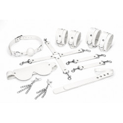 Набор Feral Feelings BDSM Kit 7 White, наручники, поножи, коннектор, маска, паддл, кляп, зажимы