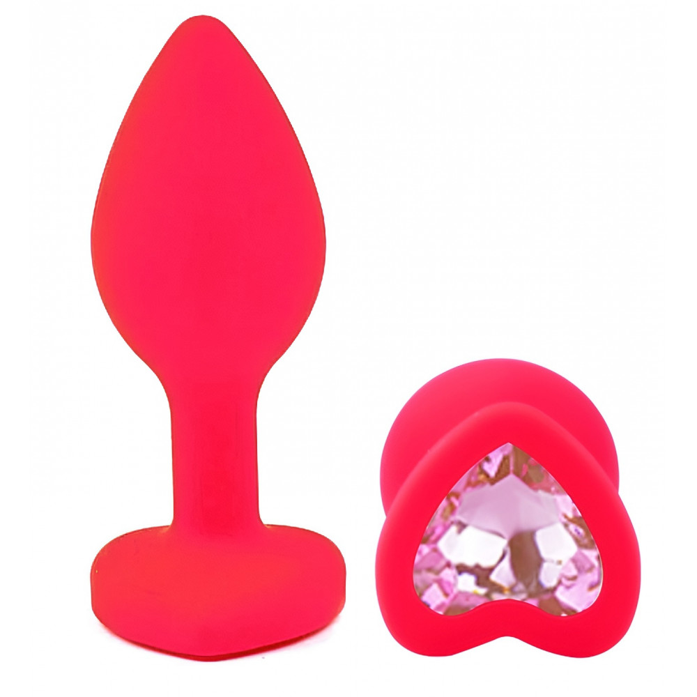 Анальные игрушки без вибрации - Силиконовая анальная пробка EGZO - Silicone Pink Heart Plug Pink, size S 3