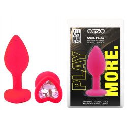Силиконовая анальная пробка EGZO - Silicone Pink Heart Plug Pink, size S