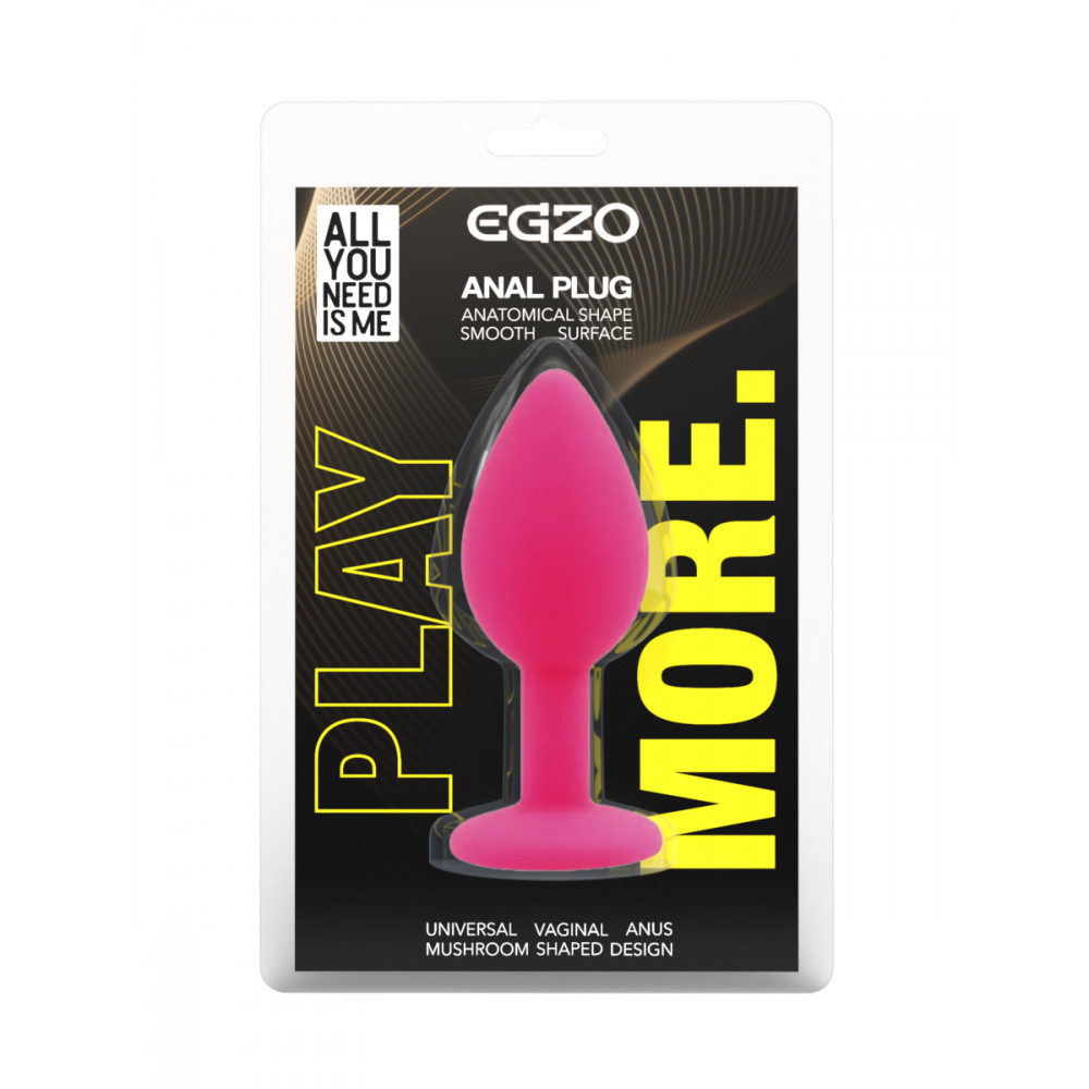 Анальные игрушки без вибрации - Силиконовая анальная пробка EGZO - Silicone Pink Round Plug Black, size S 1