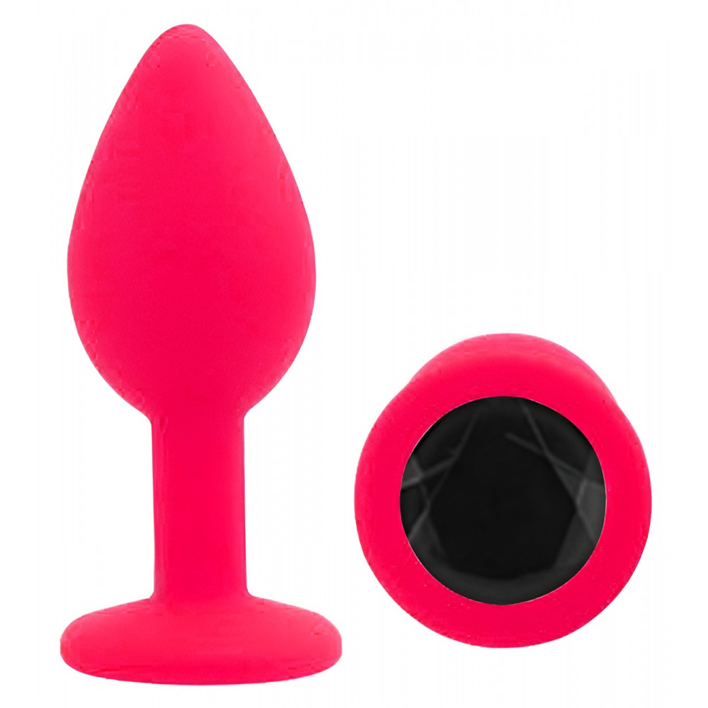 Анальные игрушки без вибрации - Силиконовая анальная пробка EGZO - Silicone Pink Round Plug Black, size S 3