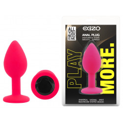 Силиконовая анальная пробка EGZO - Silicone Pink Round Plug Black, size S