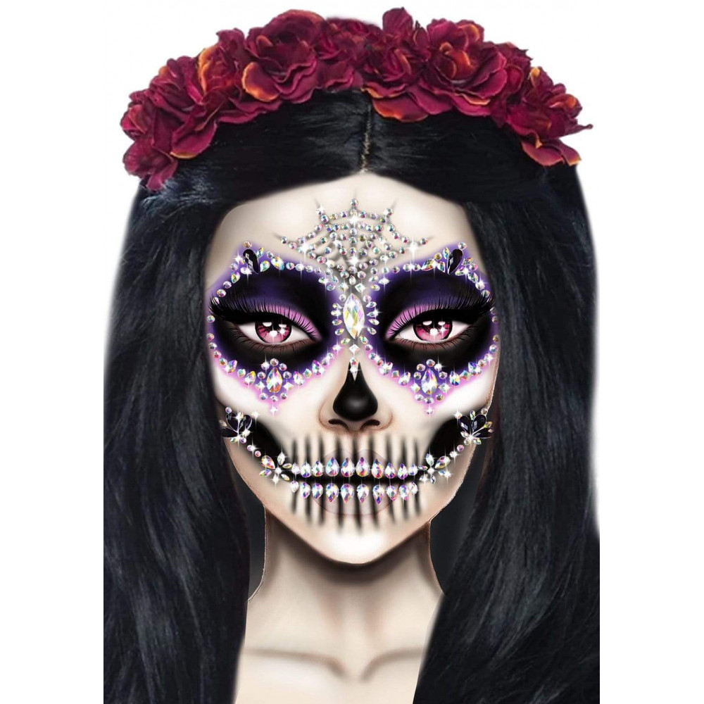 Эротическое белье - Украшения для лица Leg Avenue Calavera face jewels sticker O/S