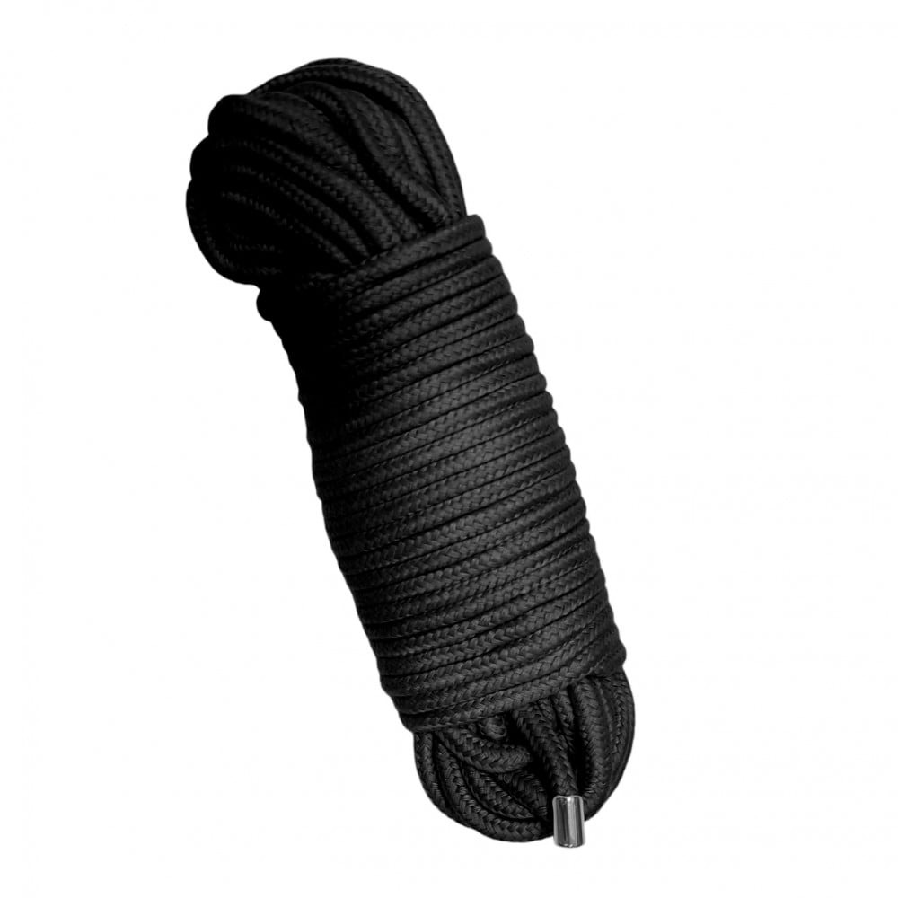 БДСМ игрушки - Веревка для связывания 20 метров, наконечники металл, черная