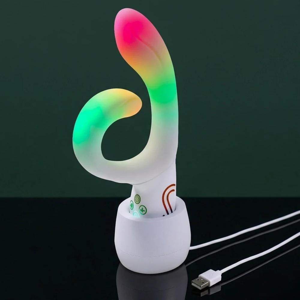 - Вібратор-кролик із RGB-підсвічуванням та додатком Paradise Illumination The Rabbit, білий, 21,6 см × 3,8 см 7