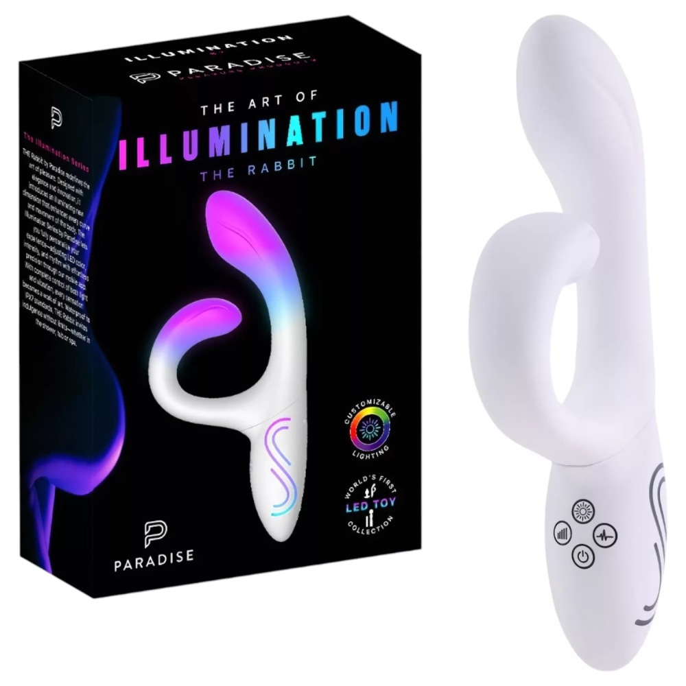 - Вібратор-кролик із RGB-підсвічуванням та додатком Paradise Illumination The Rabbit, білий, 21,6 см × 3,8 см 11
