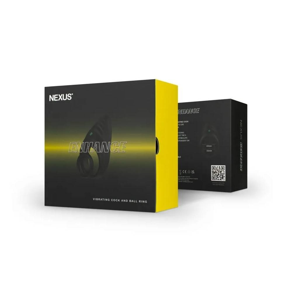 Секс игрушки - Вибро-эрекционное кольцо Nexus Enhance с петлей на мошонку, с рельефным стимулятором, черное 1