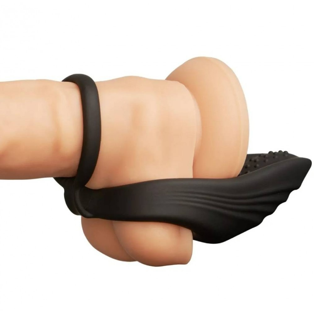 Секс игрушки - Вибро-эрекционное кольцо Nexus Enhance с петлей на мошонку, с рельефным стимулятором, черное 8