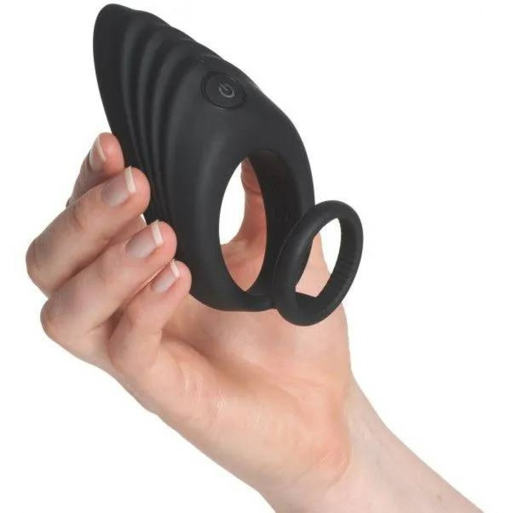Секс игрушки - Вибро-эрекционное кольцо Nexus Enhance с петлей на мошонку, с рельефным стимулятором, черное 4