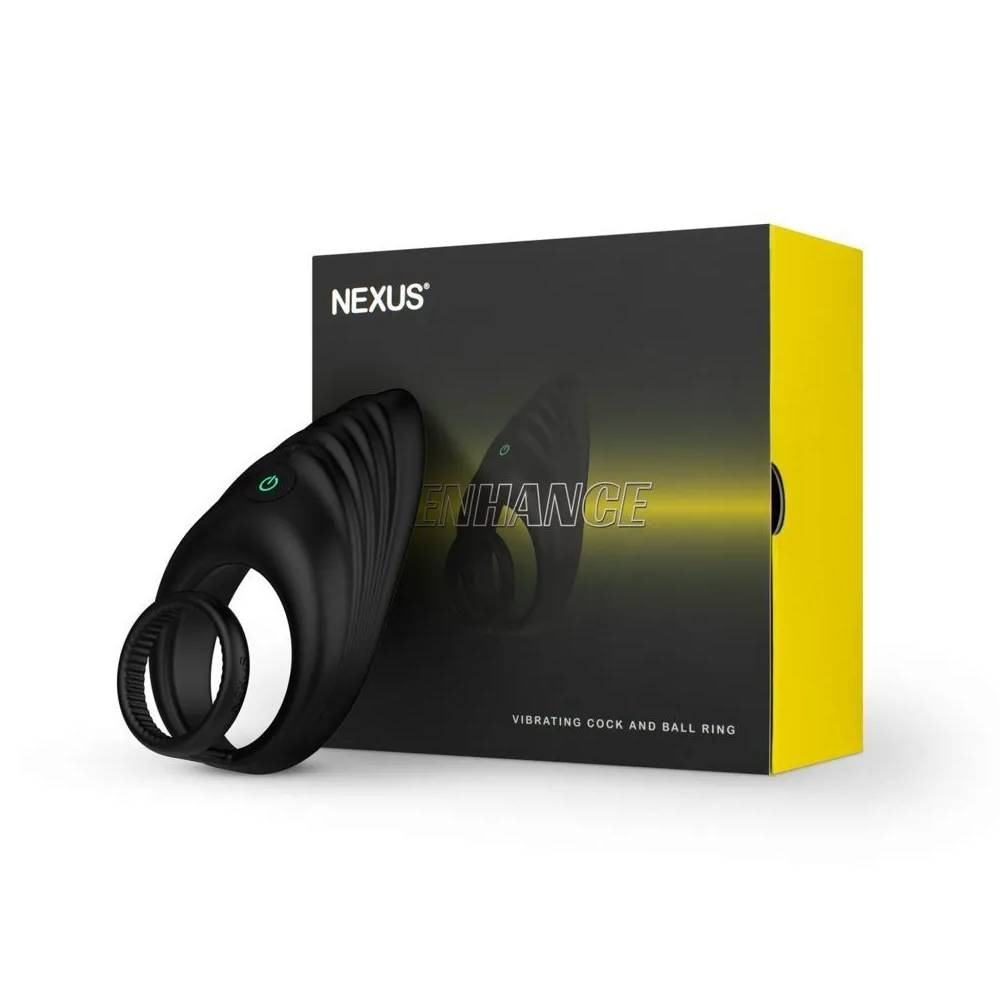 Секс игрушки - Вибро-эрекционное кольцо Nexus Enhance с петлей на мошонку, с рельефным стимулятором, черное 2