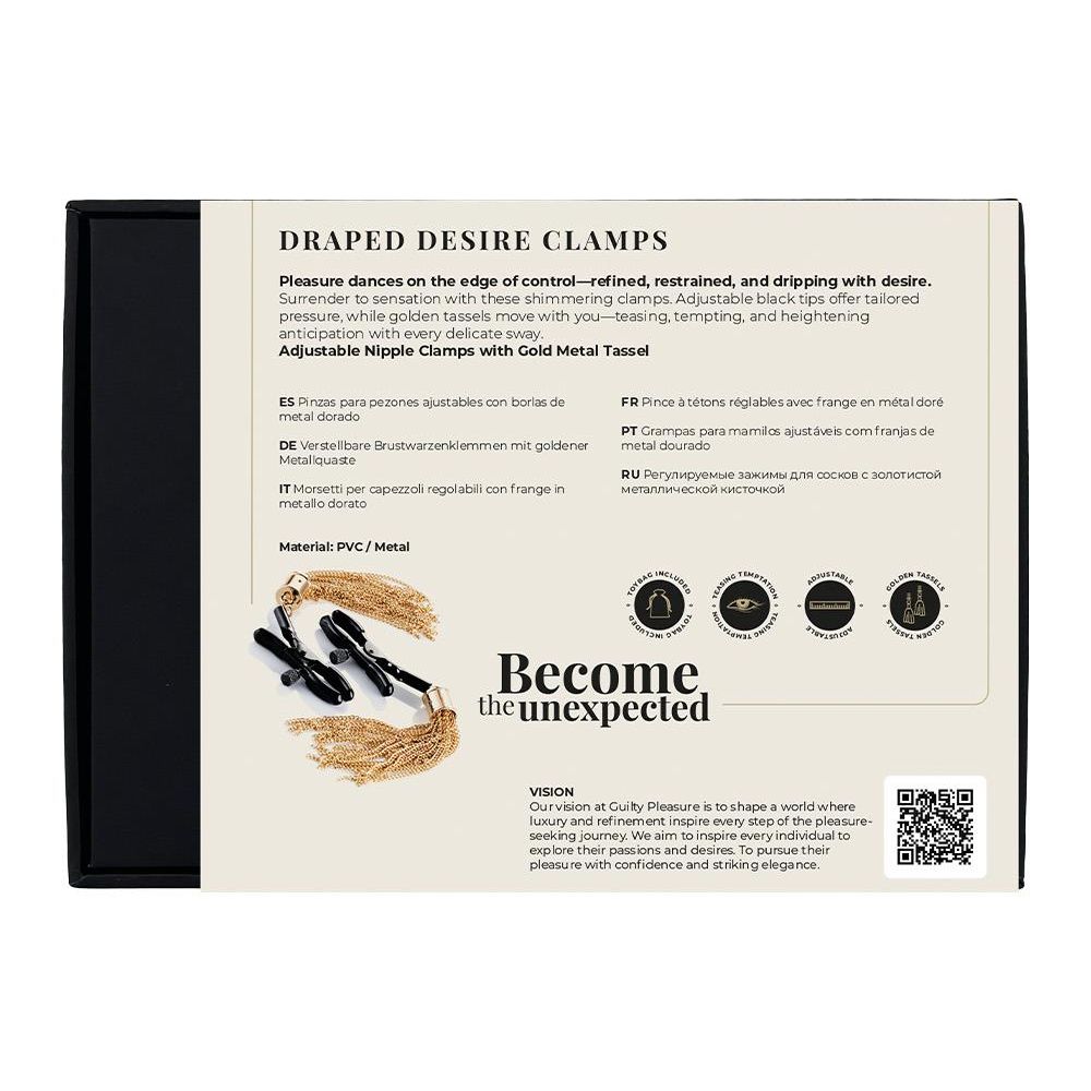  - Затискачі для сосків Guilty Pleasure Draped Desire Clamps, чорно-золоті 10