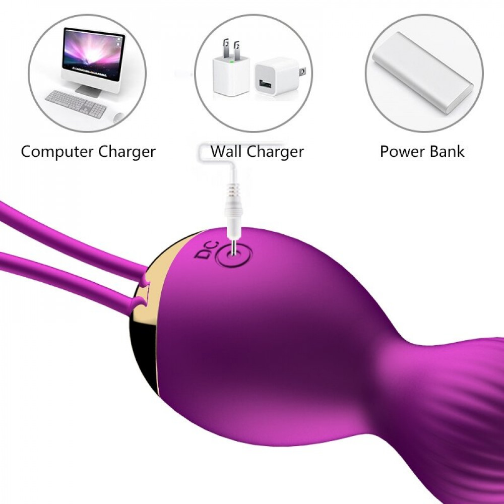 Вагинальные шарики - Вагинальные шарики с вибрацией и с пультом дистанционного управления FOX - Vibrating Silicone Kegel Balls USB, BS6300004 5