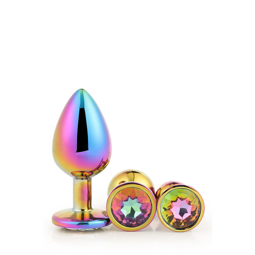 Анальные игрушки без вибрации - Набор радужных анальных пробок GLEAMING LOVE MULTICOLOUR PLUG SET