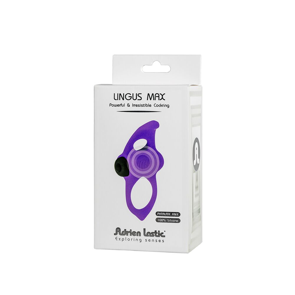 Эрекционные кольца с вибрацией - Эрекционное виброкольцо Adrien Lastic Lingus MAX Violet с язычком для стимуляции клитора 1
