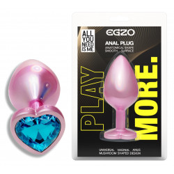 Анальная пробка с кристаллом EGZO - Pink Perl Heart Plug Aqua, size S