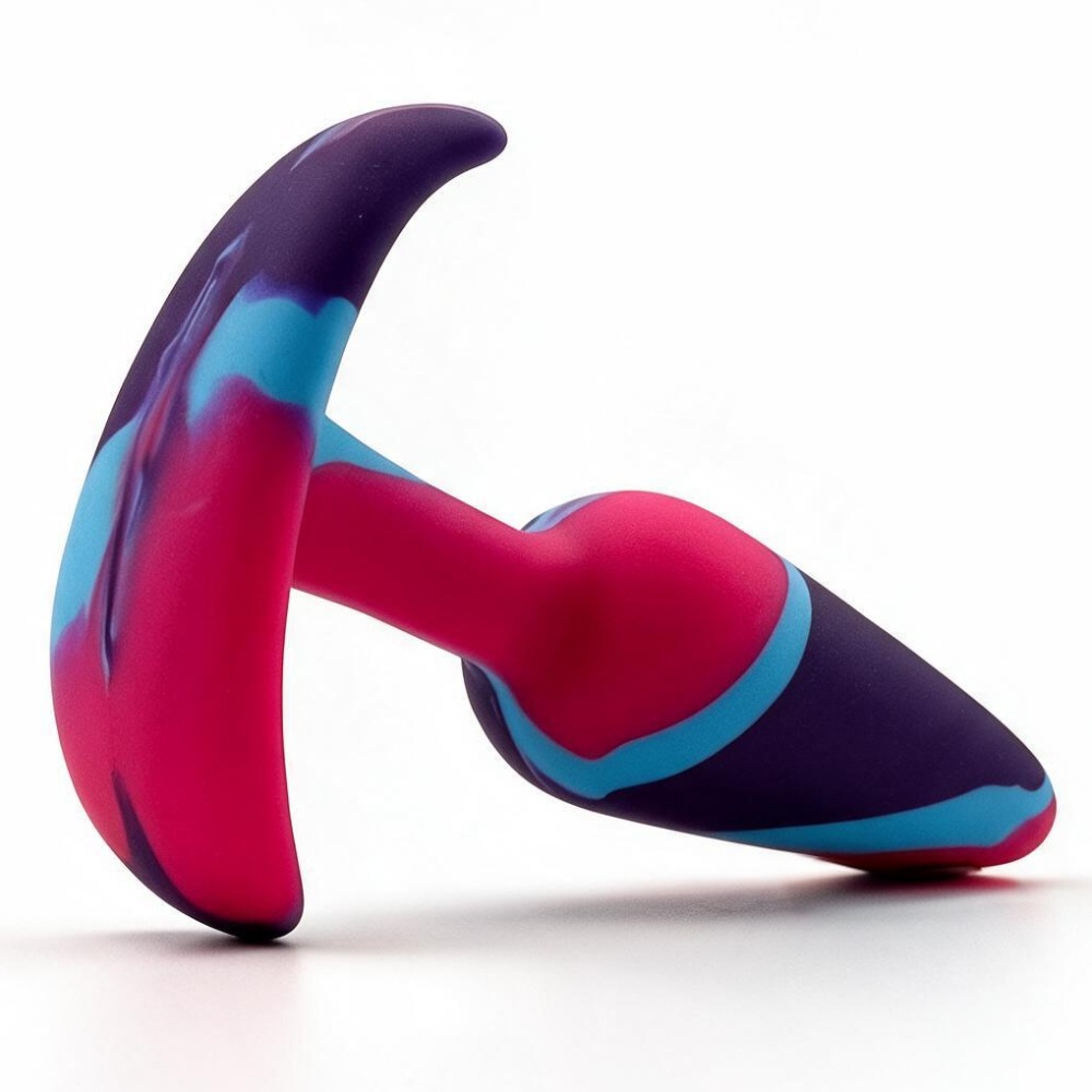 Анальные игрушки без вибрации - Анальная пробка силиконовая ALUME разноцветная, M 2