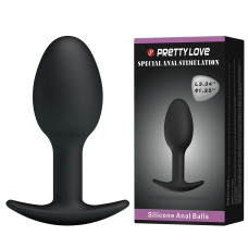 Анальна пробка силіконова PRETTY LOVE Heavy Balls, чорна, 8.4 х 3.2 см